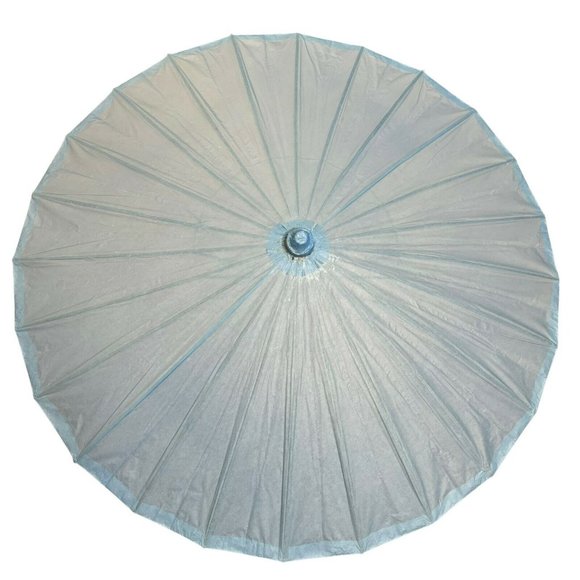 Vintage Large Blue Paper Umbrella Parasol Wedding Photo Shoot Oriental 34" - Picture 8 of 9